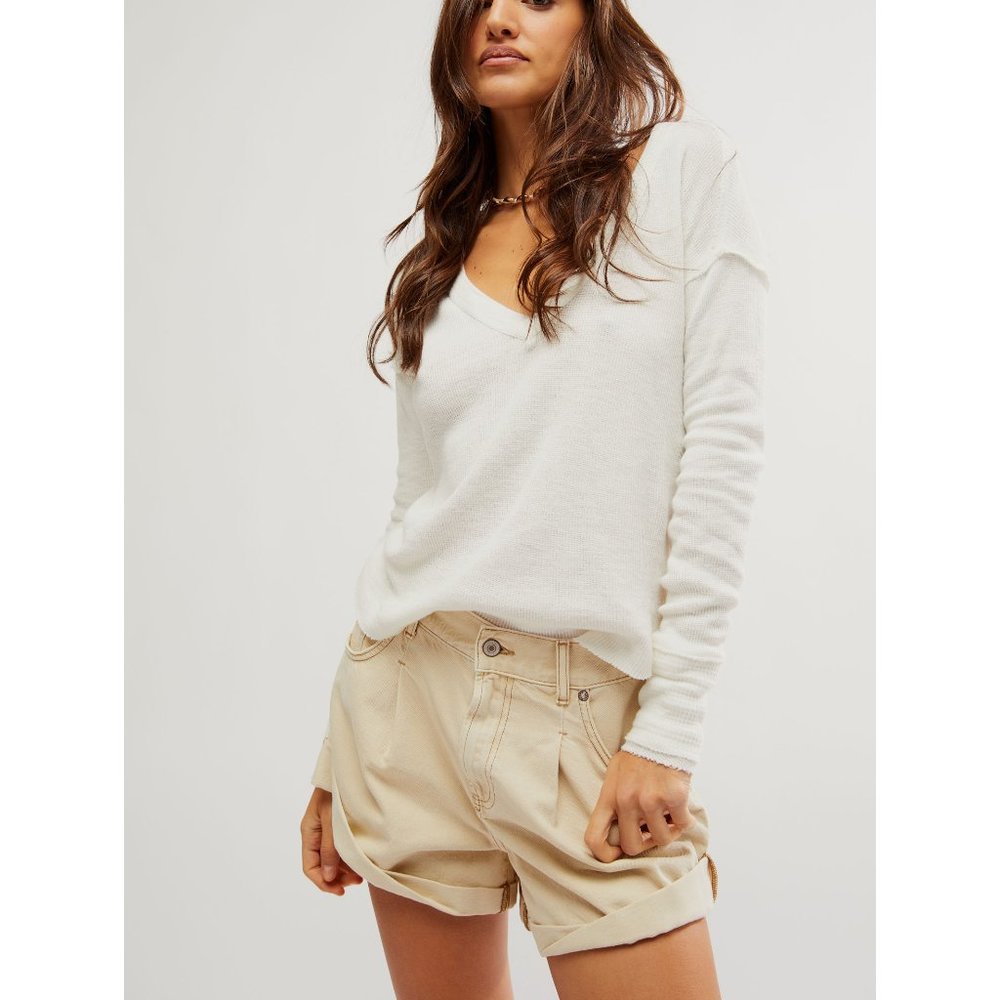 Free People White Long Sleeve Top